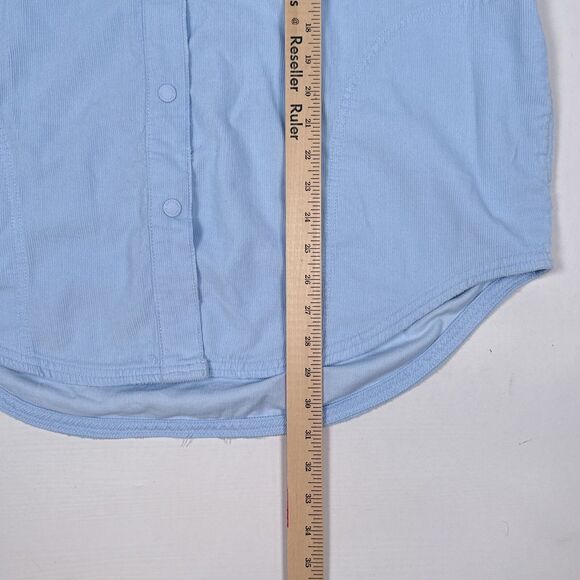 Offline By Aerie Corduroy Shirt Medium Blue Oversized Snap Button Up Shacket - Picture 10 of 10